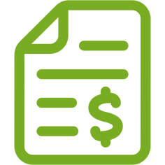 Icon of document with dollar symbol.